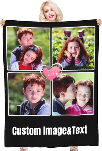 Vista 8 de Manta de fotos personalizada con texto fotográfico, mantas personalizadas, regalos personalizados para cumpleaños, aniversario, graduación