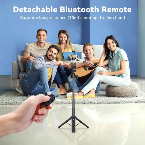 Vista 4 de VRIG - Trípode magnético para selfie stick de 21.6 pulgadas con control remoto inalámbrico, trípode extensible para teléfono Magsafe para iPhone 16