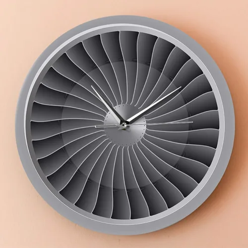 Vista 4 de Reloj de pared – 12 pulgadas silencioso sin tictac motor a chorro de turbina ventilador de motor impreso acrílico reloj de pared de avión arte