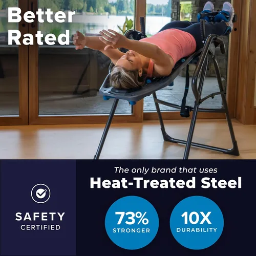 Vista 3 de Teeter FitSpine X3 - Mesa de inversión con accesorios para aliviar el dolor de espalda, bloqueo de tobillo de lujo de fácil alcance, registrada por