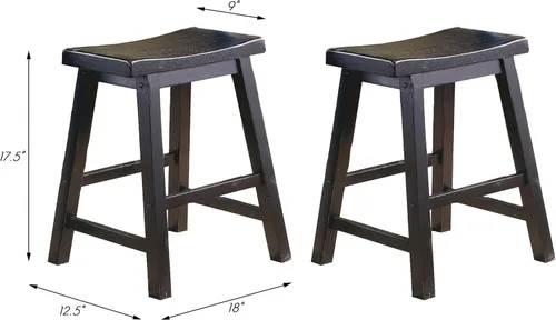 Vista 3 de Lexicon Victoria - Juego de 2 taburetes de altura de mesa de madera maciza, taburetes de cocina para comedor, asientos de silla sin brazos, perfecto