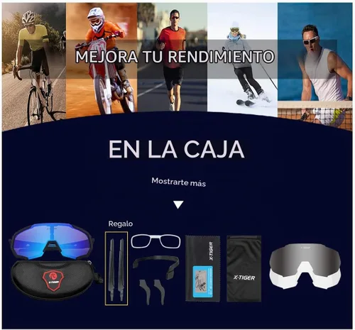 Vista 9 de X-TIGER Polarized Sports Sunglasses with 5 Interchangeable Lenses