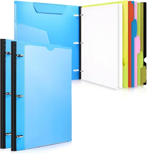 Vista 8 de WOT I Paquete de 1 Carpeta de Anillas Telescópica de 3 Anillas - Cubierta Personalizable, 5 Divisores y Carpeta de Bolsillo en un Organizador Negro