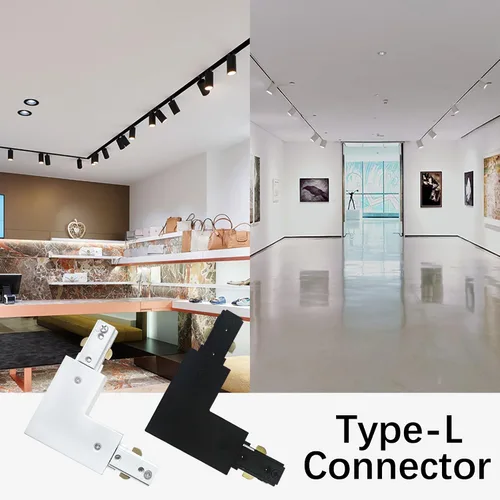 Vista 3 de Blanco H Track L conector H tipo circuito único 3-Wire-1 Kit de iluminación de pista para H Track System Accesorios de iluminación de pista 120V