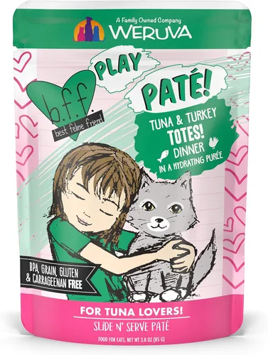 Vista 15 de Weruva B.F.F. PLAY - Best Feline Friend Paté Lovers, Aw Yeah!, Beef & Atún Ta Da! con carne de res y atún, bolsa de 3 onzas (paquete de 12)