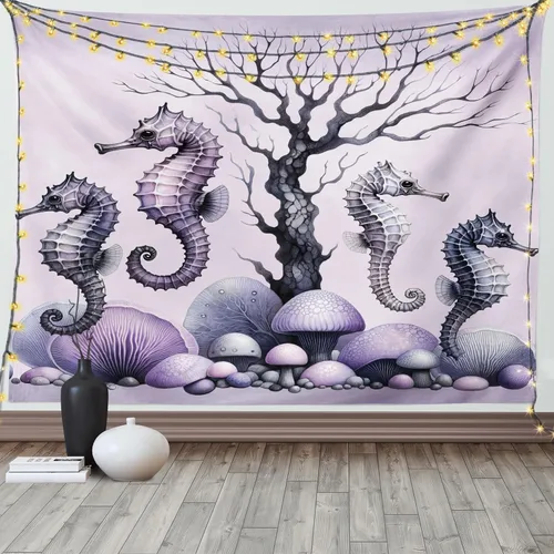 Vista 90 de Ambesonne Tapiz verde, fases lunares alrededor de un árbol de la vida, impresión de diseño bohemio de astrología nocturna, decoración de tela