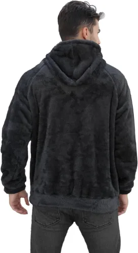 Vista 2 de Sudadera con capucha de sherpa para hombre, manga larga, a la moda, para otoño e invierno