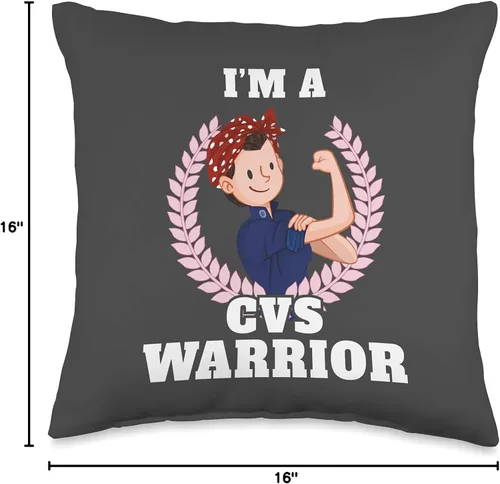 Vista 4 de CVS Awareness Support Apparel I'm a CVS Warrior - Cojín para concienciar al síndrome cíclico de vómitos, 16.0 x 16.0 in, multicolor