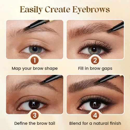 Vista 2 de 2 bolígrafos de cejas líquido Microblading de 4 puntas, crea trazos naturales similares al cabello, resistente al agua, de larga duración, a prueba