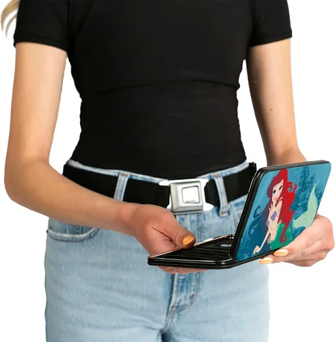 Vista 4 de Buckle-Down Billetera con bisagra para mujer-Sirenita Ariel