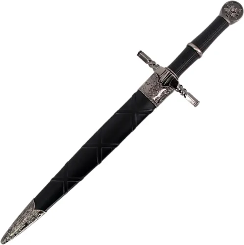 Vista 6 de Cuchillo de caza de diseño histórico del lobo medieval del ojo de la serpiente con la vaina