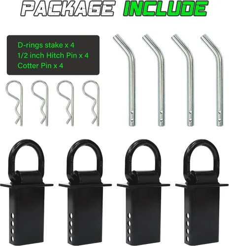 Vista 6 de Anillo en D para estaca de bolsa - 4 piezas de anillo en D para estaca de remolque, 7348 kg de alta resistencia para camiones de plataforma