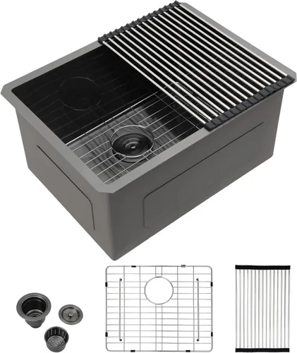 Vista 25 de Kichae Fregadero de Barra Bajo Montaje - Fregadero de Barra de Preparación de 12 x 15 Pulgadas de Acero Inoxidable Calibre 16 Fregadero de Cocina