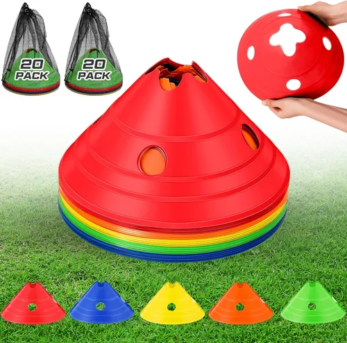 Vista 7 de Conos de disco jumbo Conos de fútbol jumbo con bolsa de malla Gran agilidad para entrenamiento de fútbol Deportes para adultos Amarillo