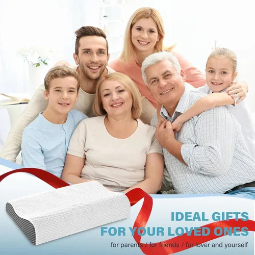Vista 13 de Juego de 2 almohadas refrescantes tamaño Queen, almohadas de espuma viscoelástica para dormir, almohada cervical ergonómica para aliviar el dolor