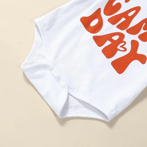 Vista 5 de BULINGNA Conjunto de 3 piezas de ropa de verano de manga corta para bebé niña de fútbol americano