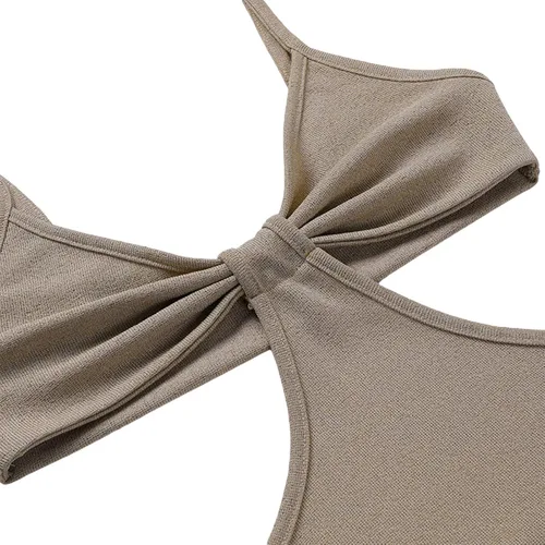 Vista 5 de NUFIWI - Vestido largo para mujer con corte de tirantes delgados, calado, cuello halter, sin espalda, maxi vestido de fiesta y fiesta Y2K Ropa