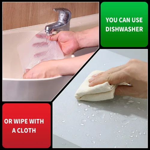 Vista 3 de Revestimiento de silicona para estantes para armarios de cocina, no adhesivo, antideslizante, impermeable, revestimiento de gabinete, revestimiento