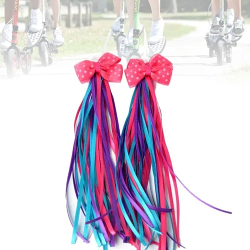 Vista 4 de SEWACC 1 par de serpentinas de bicicleta coloridos empuñaduras de manillar de bicicleta cintas de borla arco iris serpentinas de bicicleta Scooter