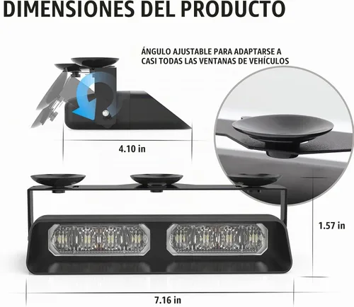 Vista 5 de WINECO - Barra de luces estroboscópicas 2 en 1 para tablero de emergencia, advertencia de seguridad, luces intermitentes de peligro