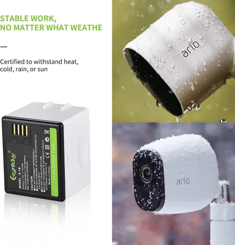 Vista 11 de A-1B Batería de repuesto para cámara Arlo Pro, Pro 2 VMA4400 2440mAh baterías recargables de iones de litio 7.2V/17.57Wh (paquete de 2)
