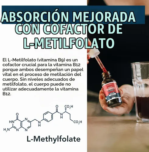 Vista 4 de BioActive Vitamina B12 1000 mcg Contiene 3 formas bioactivas B12 Plus metilfolato Cofactor - Metilo B12, adenosilo B12 e hidroxi B12