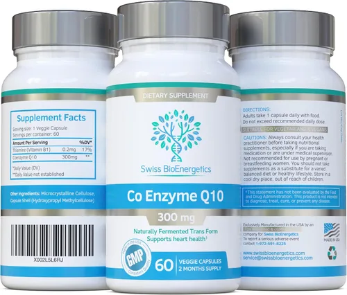 Vista 6 de Co Enzyme Q10 CoQ10 300mg 60 Cápsulas - Forma Trans Fermentada Naturalmente Superior
