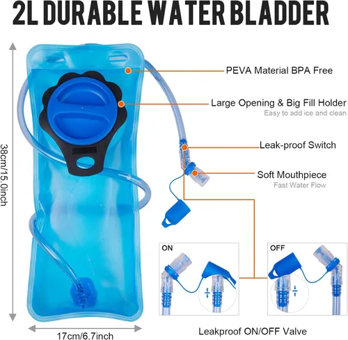 Vista 3 de G4Free Mochila de hidratación aislada con vejiga libre de BPA de 2L para correr al aire libre, senderismo, ciclismo, camping