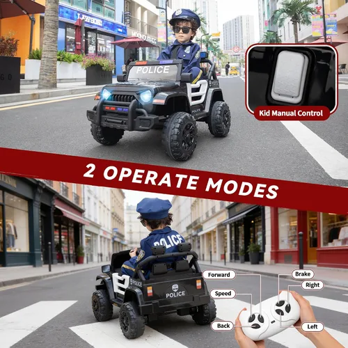Vista 4 de TOBBI Coche de policía de 12 V con control remoto para que los niños