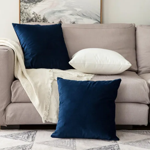 Vista 3 de MIULEE Juego de 2 fundas de almohada cuadradas decorativas de terciopelo suave con rellenos de almohada de 18 x 18 pulgadas