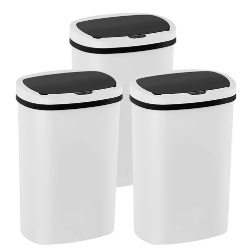 Vista 15 de PayLessHere Bote de basura de plástico de 13 galones Negro Tapa automática sin contacto con sensor de movimiento Bote de basura de cocina