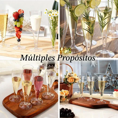 Vista 6 de Bestluck Paquete de 100 Copas de Champán de Plástico, 4.5 oz Cristalería Desechable de Plástico Transparente, Copas de Champán Desechables