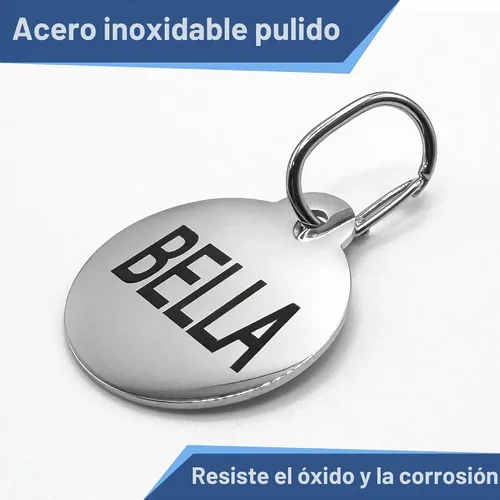 Vista 6 de Broche rápido con etiqueta de identificación de mascota – Acero inoxidable. Etiqueta de identificación duradera y resistente, conector para cierre