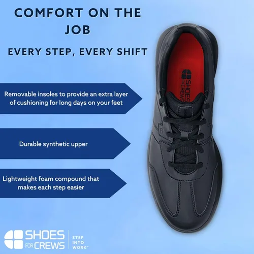 Vista 3 de Shoes for Crews Zapatillas de trabajo antideslizantes para hombre, cómodas, antideslizantes, para restaurantes, salud, venta al por menor