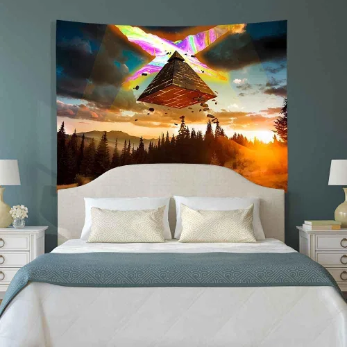 Vista 2 de Ine Ive Tapiz de naturaleza del bosque, Gravity Falls Tapiz de dibujos animados 40x30 pulgadas Fantasía Naturaleza Paisaje Decoración de pared