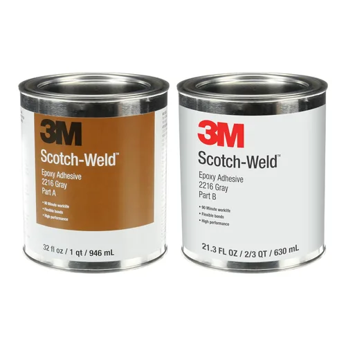 Vista 9 de 3M Scotch-Weld Adhesivo epoxi 2216, gris, parte B/A, kit, 128 fl oz (3.78 L) Resistente al calor, versátil