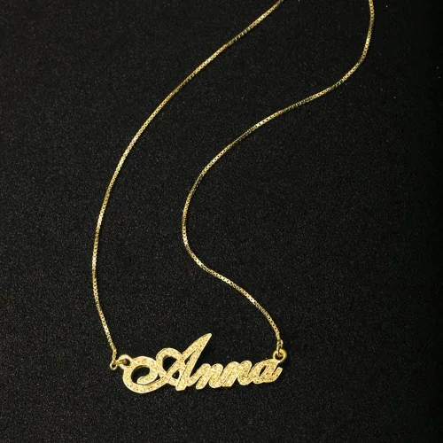 Vista 2 de RESVIVI Collar de plata de ley con diseño de circonita cúbica brillante con nombre, hecho a medida con dije de cualquier nombre, Metal, Ágata