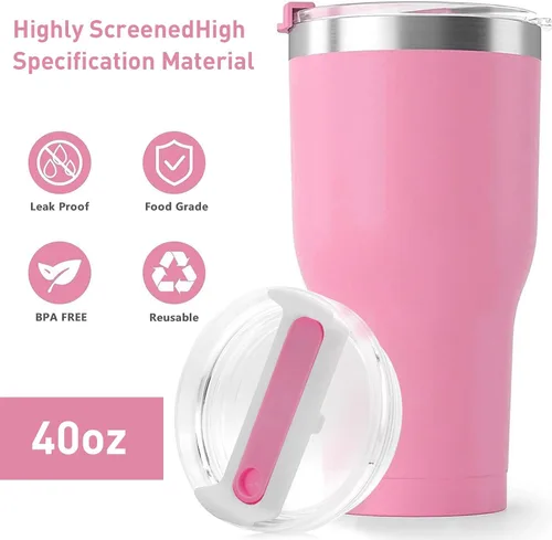 Vista 9 de 2 piezas de tapa de vaso para taza Stanley de 40oz, a prueba de polvo, a prueba de derrames, resistente a salpicaduras, tapa de repuesto para taza