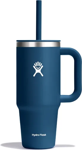 Vista 98 de Hydro Flask Vaso de Viaje con Asa, Tapa y Pajita - Acero Inoxidable Aislado en 24 Oz Aloe