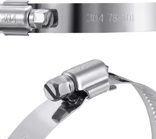 Vista 7 de Boao 4 abrazaderas ajustables de acero inoxidable 304 para conductos de 4 pulgadas, abrazadera de manguera de engranaje helicoidal para tubería