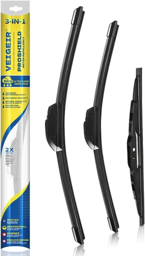 Vista 13 de Paquete de 3 plumas limpiaparabrisas delanteros y traseros para automóviles, calidad original de fábrica, 20 pulgadas, 20 pulgadas, 12 pulgadas