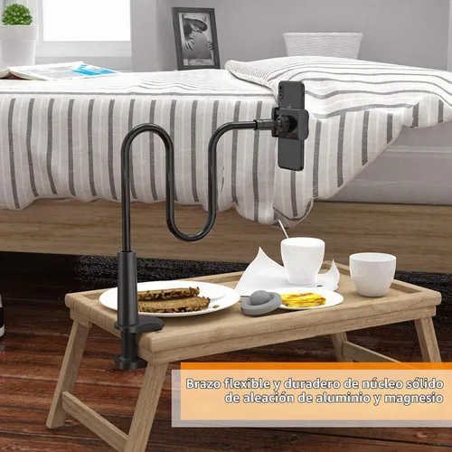 Vista 5 de Soporte para Teléfono de Cama con Cuello de Cisne – Brazo Flexible Montaje de Clip 360 Soporte Ajustable con Abrazadera Compatible con Teléfono