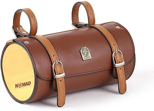 Vista 14 de Bolsa de Manillar de Bicicleta Retro de PU Cuero Impermeable Alforja de Bicicleta Cesta Frontal Vintage Bolsa de Asiento Trasero para Bicicletas