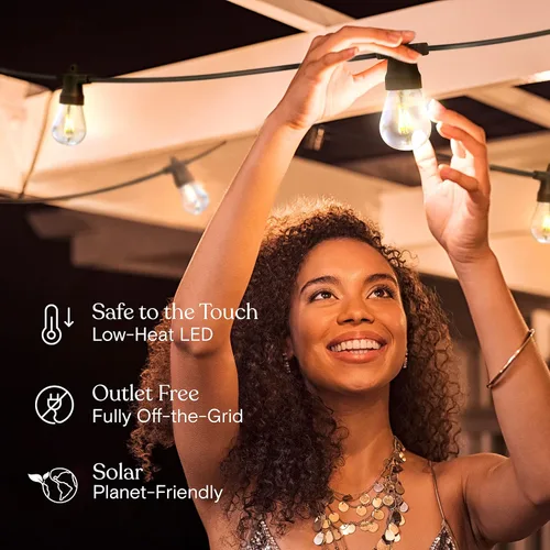 Vista 6 de Ambience Pro - Cadena de luces solares con un panel solar de repuesto adicional, grado comercial