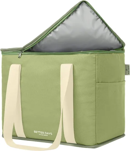 Vista 10 de Nook Theory Bolsa de comestibles reutilizable aislada – a prueba de fugas, bolsa enfriadora grande – Bolsas de compras aisladas para comestibles