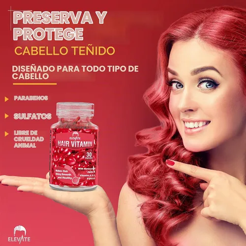 Vista 6 de Elevate Cápsulas de aceite de suero para tratamiento capilar, fórmula acondicionadora e hidratante con aceites de argán y jojoba, vitaminas A, C, E