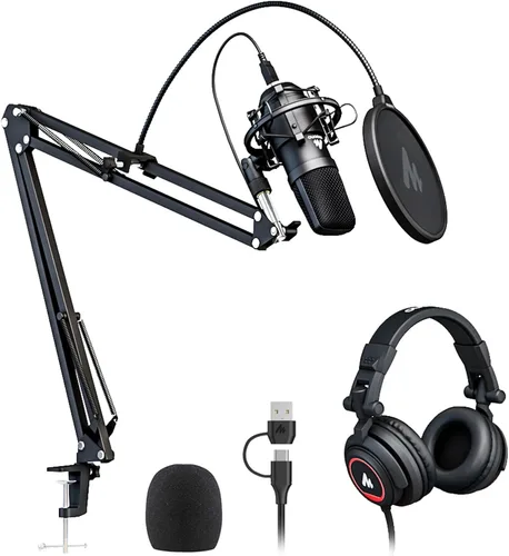 Vista 10 de MAONO A04 Gen2 & MH601 Podcast Microphone with Studio Headphone Bundle USB/XLR Condenser 192kHz/24Bit Cardioid Metal Mic with Software Pro Sound