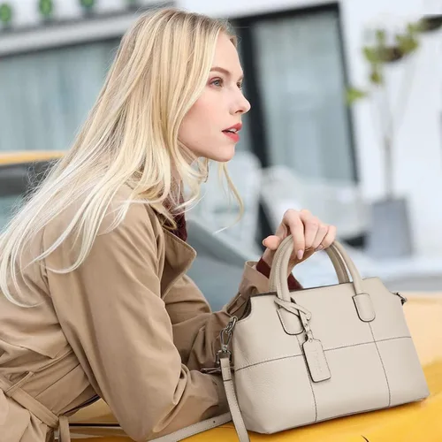Vista 18 de Kattee - Bolsos de piel auténtica para mujer, bolsos de mano suaves para mujer