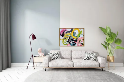 Vista 4 de Yihui Arts Arte abstracto de la pared del lienzo - Arte contemporáneo texturizado pintado a mano para la decoración moderna del hogar