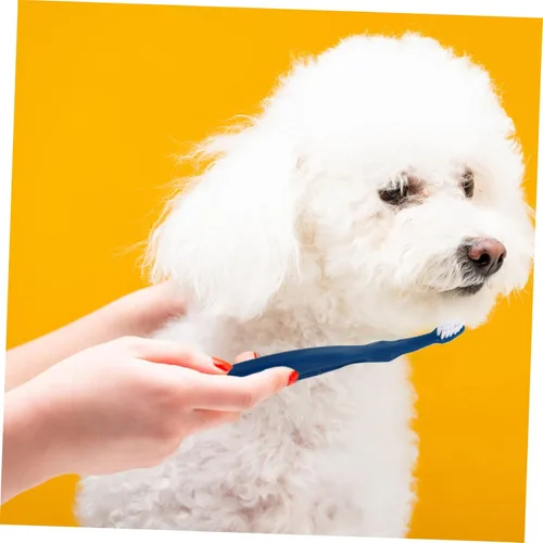Vista 5 de TOYANDONA Juego de cepillos de dientes para mascotas, cepillo de limpieza de dientes de perro, 3 piezas de cerdas suaves de doble cabeza, mango